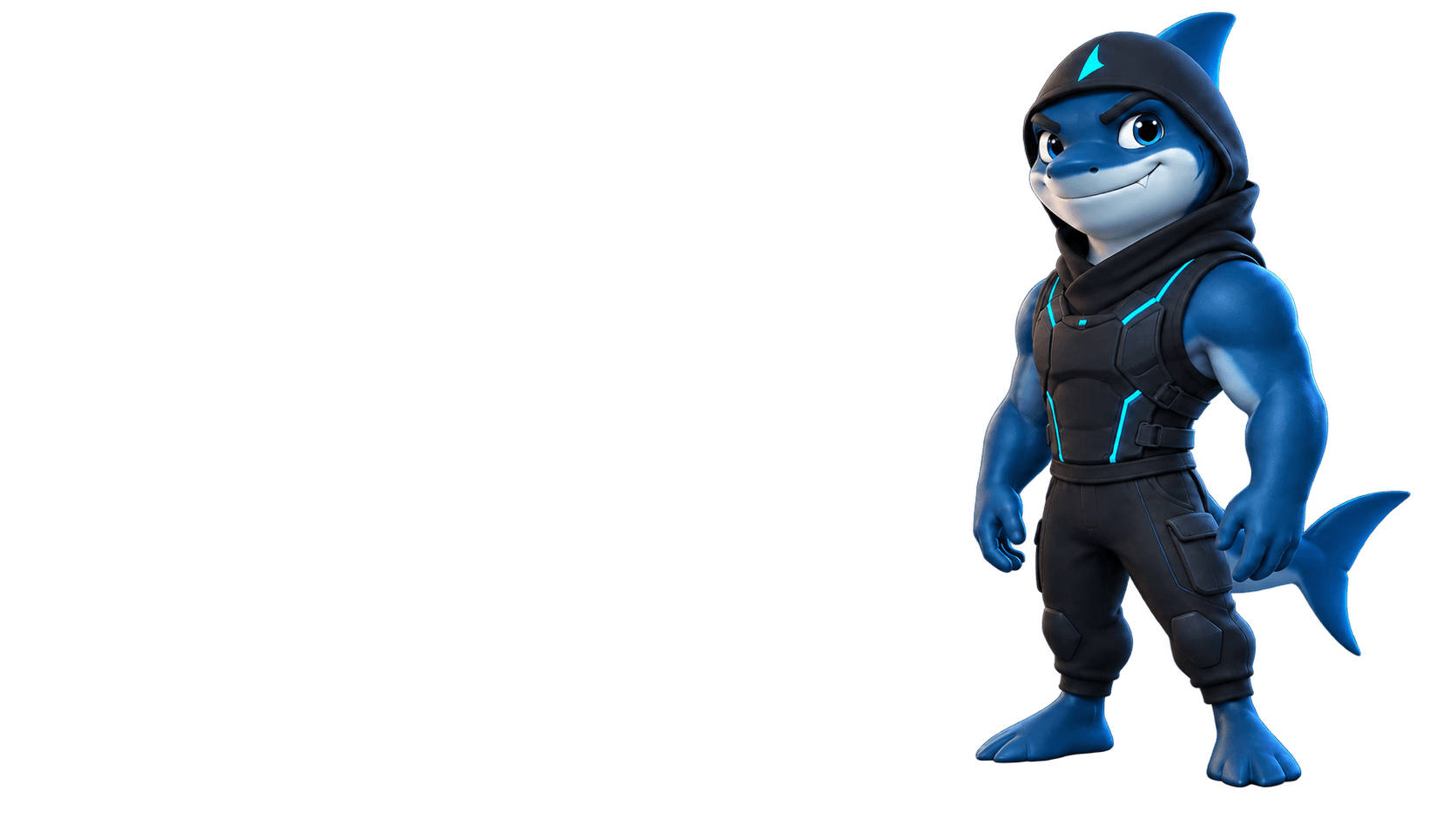 Agente Fin em pose tranquila e confiante